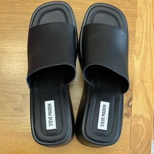Steve Madden Black Leather Slides